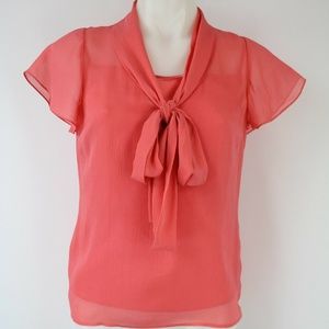 St John Tops - St. John Coral Sheer Short Sleeve Blouse Size 2 St John Tops - St. John Coral Sheer Short Sleeve Blouse Size 2
